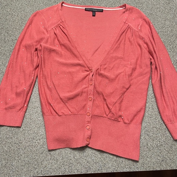 White House Black Market Coral Button-Up Cardigan - Picture 1 of 4